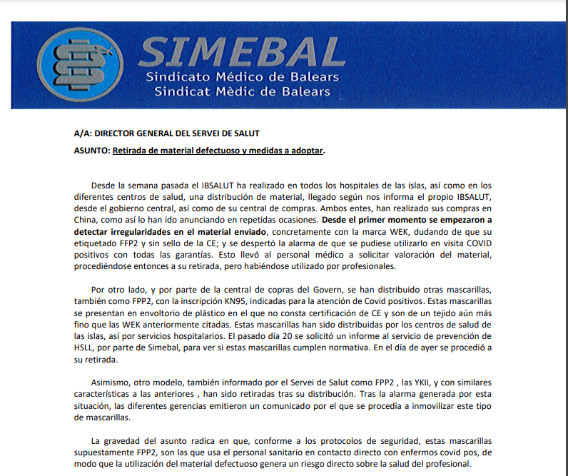 Nota presentada por el sindicato de médicos