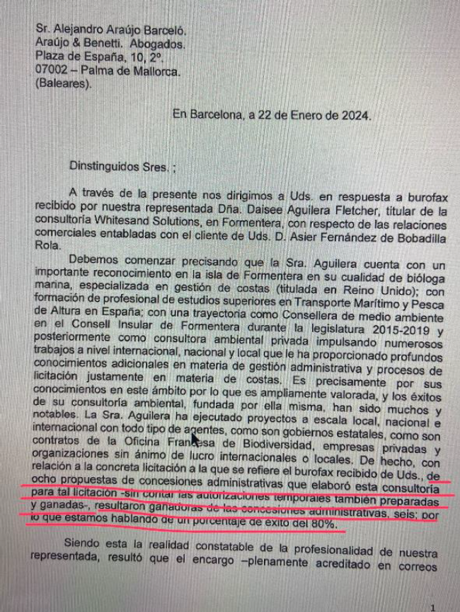 Burofax del abogado de la ex consellera de GxF.