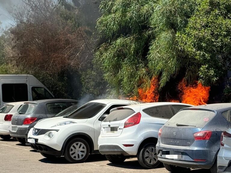 Incendio en el parking de Playa d'en Bossa.