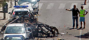 Imagen del atentado en Palmanova.