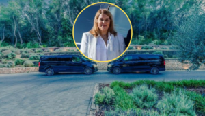 'Susi' Pereyra y dos VTC ofrecidas por su empresa Ibiza Premium Transfers.