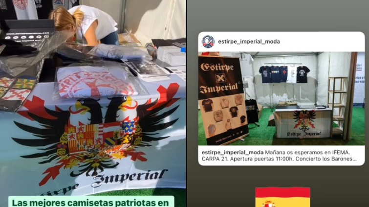 Venta de productos en un acto de Vox y la polémica en X