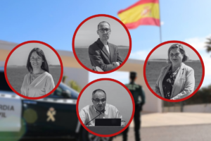 Interrogados por la UCO en Formentera. Castell&oacute; (izquierda), Costa (derecha), Portas (arriba) y Custodio Navarro (abajo)
