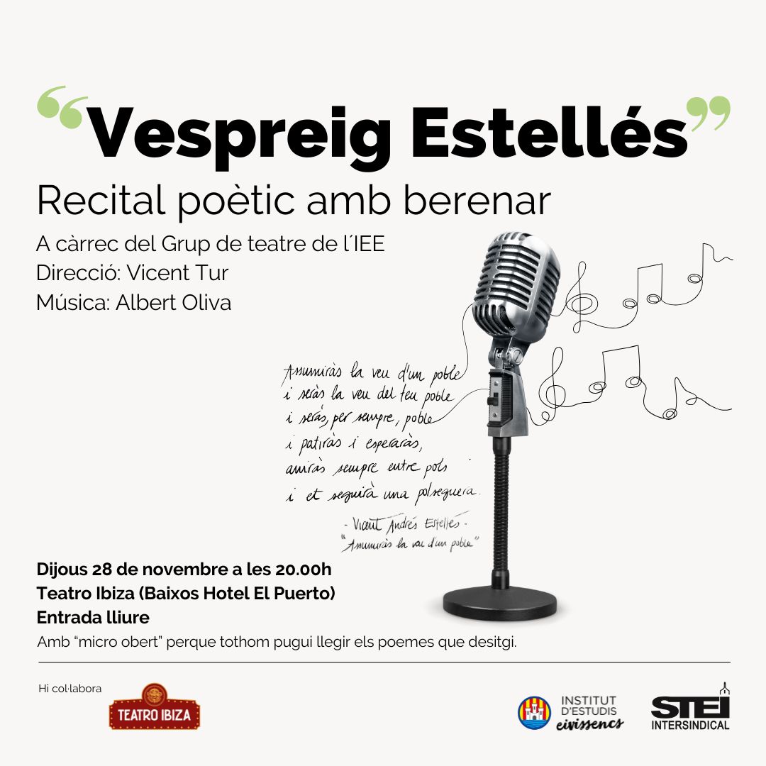 This Thursday, poetry recital dedicated to the figure and work of Vicent Andrés Estellés.