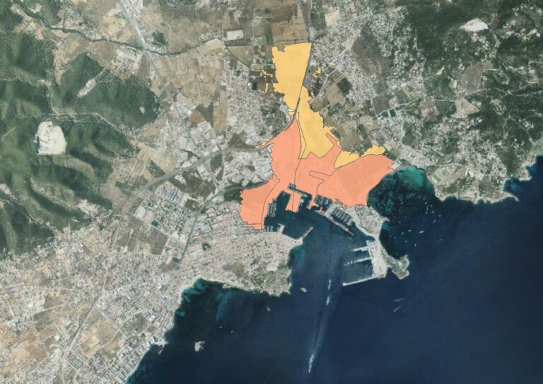 Zonas con riesgo de inundación fluvial en Ibiza. (Captura)