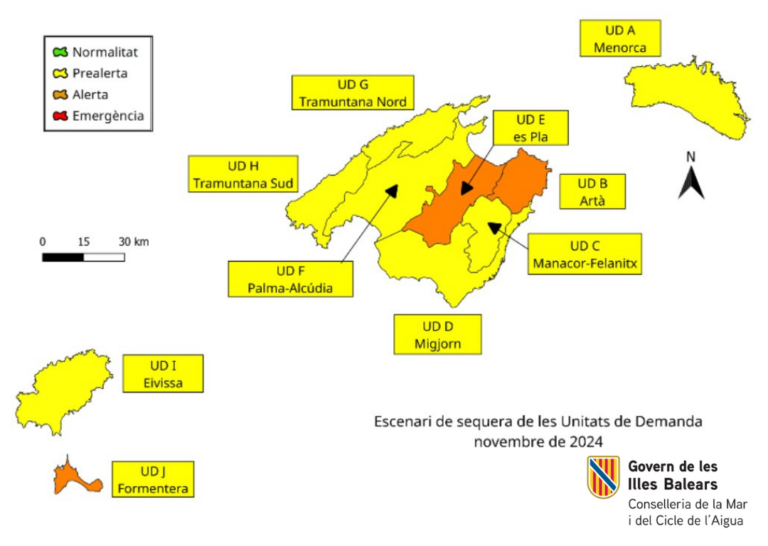 Reservas hídricas en Baleares en noviembre.