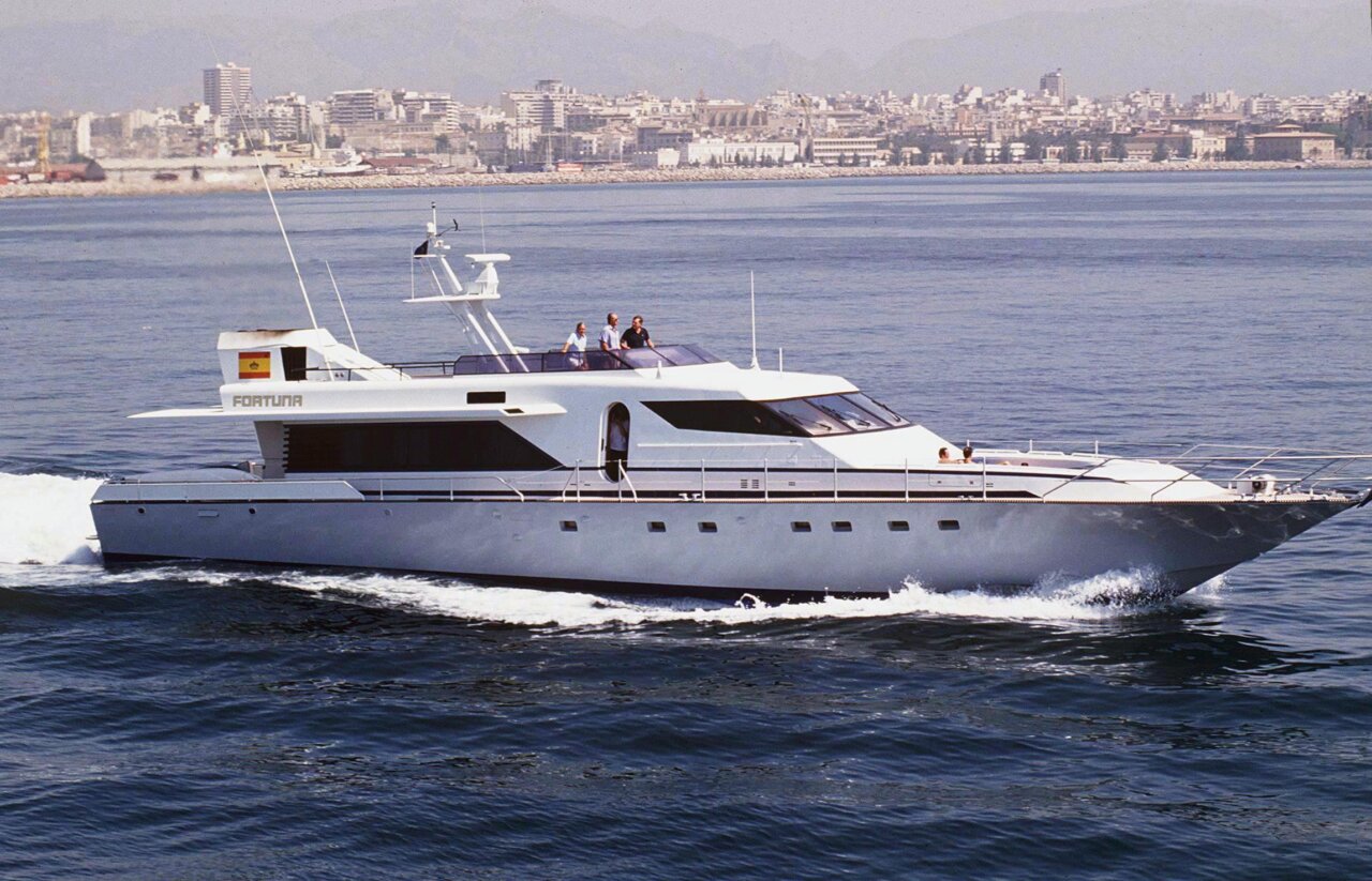 King Juan Carlos I on the deck of the former 'Fortuna'.  