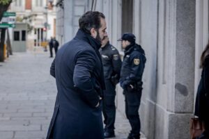 El empresario V&iacute;ctor de Aldama a su llegada a declarar ante el Tribunal Supremo en Madrid. (Europa Press)