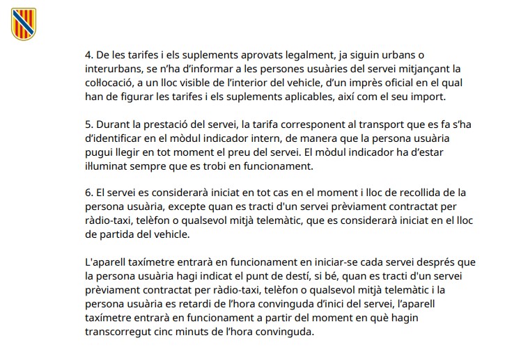 Proyecto de decreto de taxis del Govern Balear.