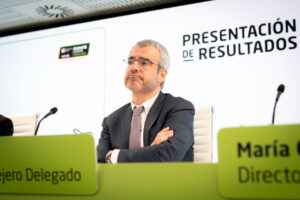 El presidente de Aena , Maurici Lucena, durante la presentaci&oacute;n de resultados econ&oacute;micos de 2024, este mi&eacute;rcoles en Madrid.