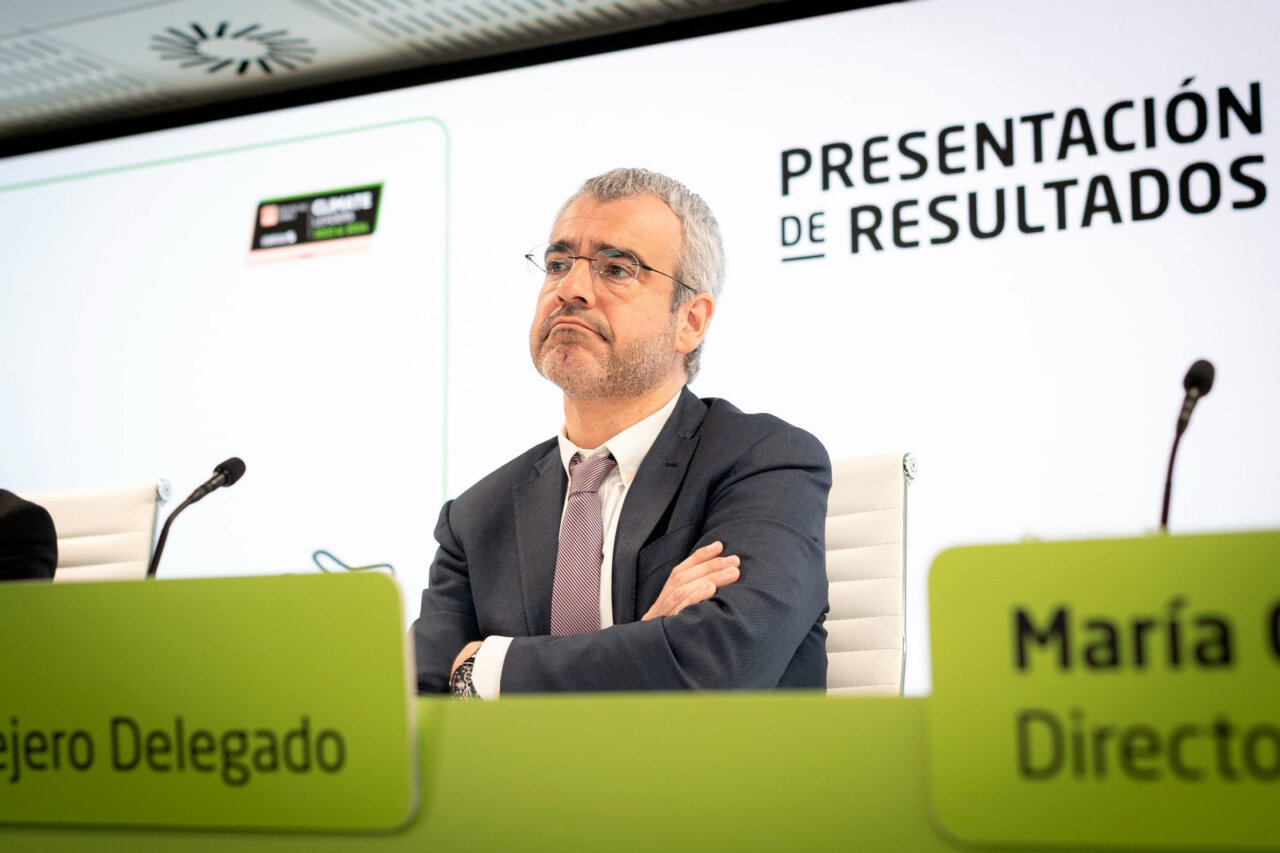 El presidente de Aena , Maurici Lucena, durante la presentación de resultados económicos de 2024, este miércoles en Madrid.