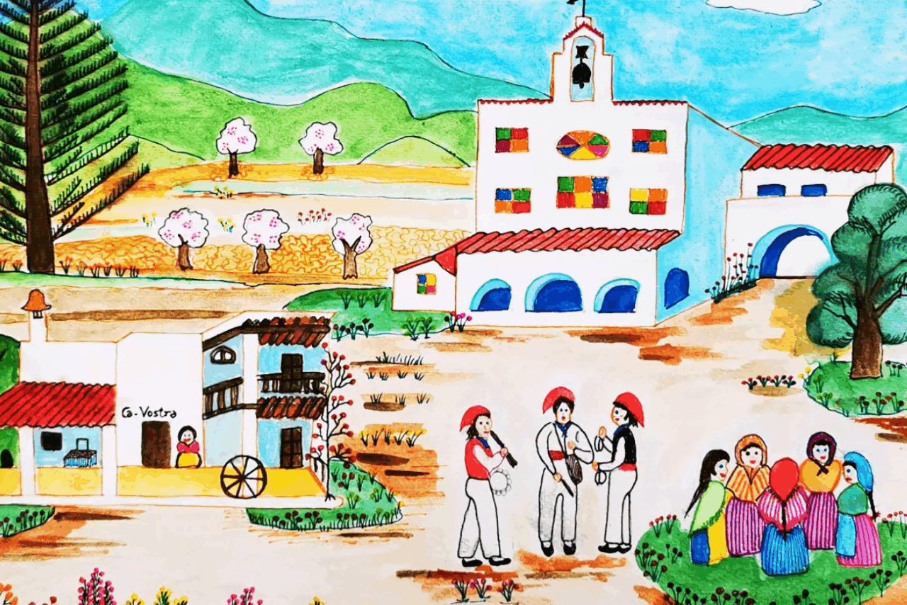 El cuadro 'Hecha fiesta en Sant Josep' de Amparo López (Foto Ayuntamiento Santa Eulària)