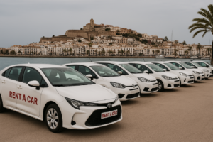 Rent a Car en el puerto de Ibiza en una imagen promocional.