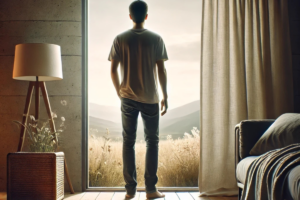 Un joven mira por la ventana y reflexiona