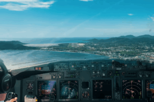 Vista del aterrizaje en Ibiza