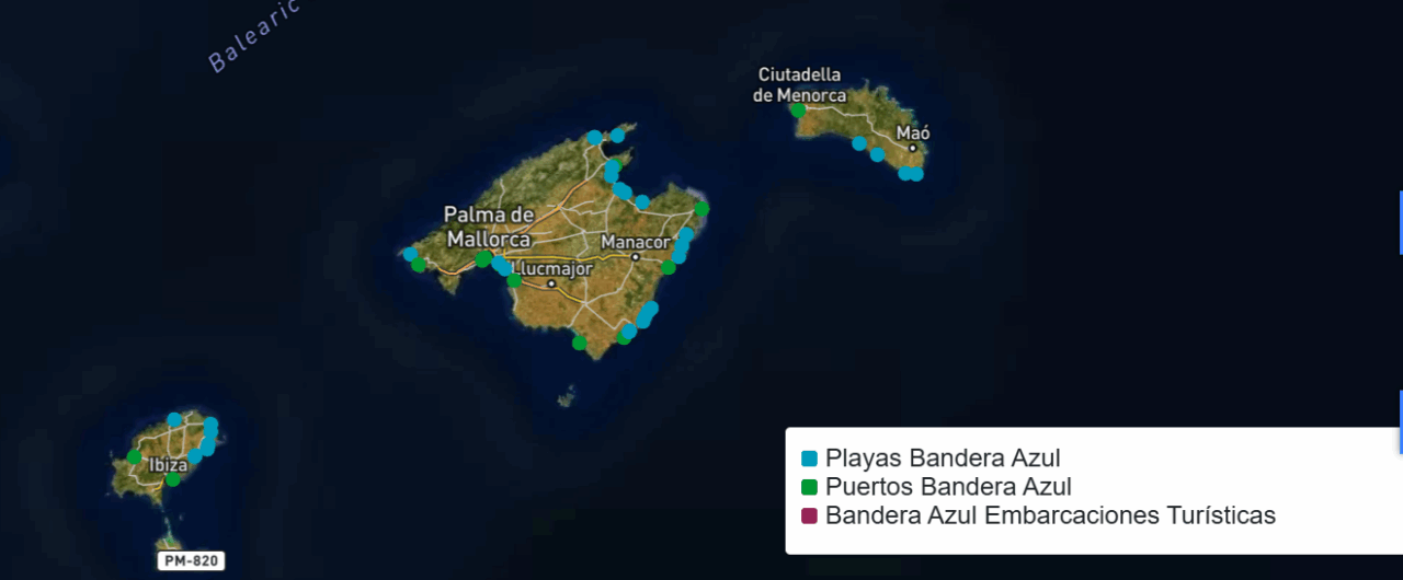 Banderas azules en Baleares Banderas azules en Baleares
