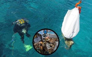 Residuos peligrosos encontrados en una limpieza submarina.