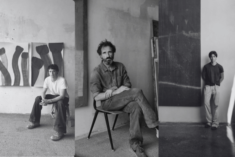 El pintor Ramon Enrich y sus hijos Enrich.R e Isidre Enrich.