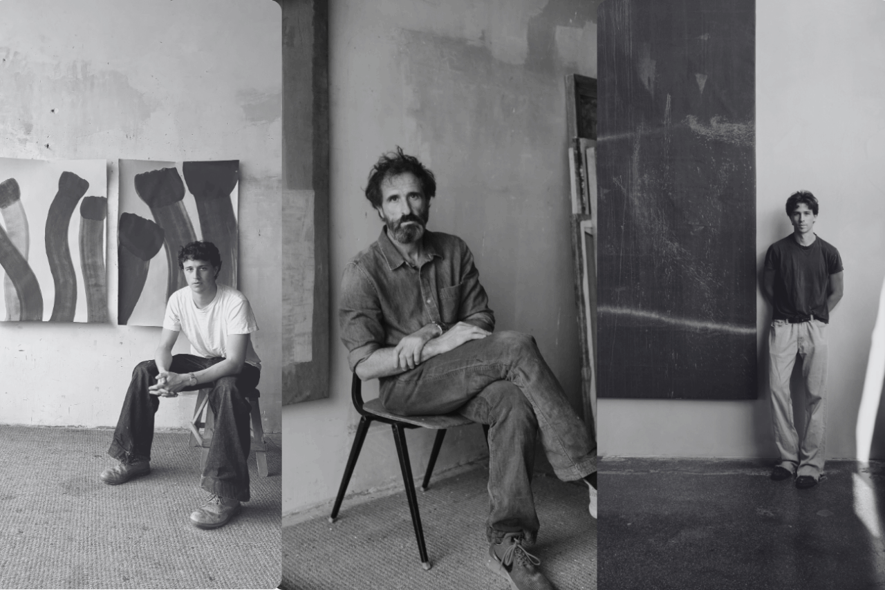El pintor Ramon Enrich y sus hijos Enrich.R e Isidre Enrich.