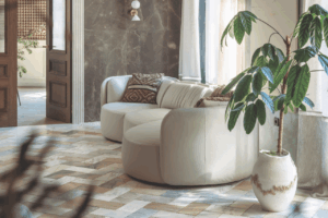 Espacio Ibiza soul con piedra de Suministros Ibiza (Foto Amador Toril)