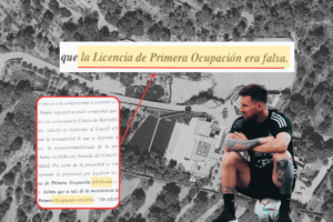 Fragmento de la investigación, Messi sentado y de fondo su mansión en Ibiza.