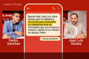 Sánchez, uno de los mensajes filtrados, y Ábalos.