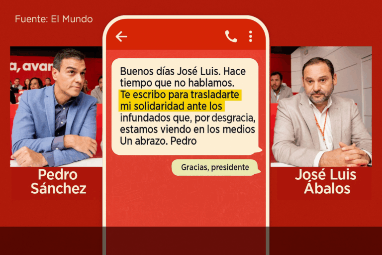 Sánchez, uno de los mensajes filtrados, y Ábalos.