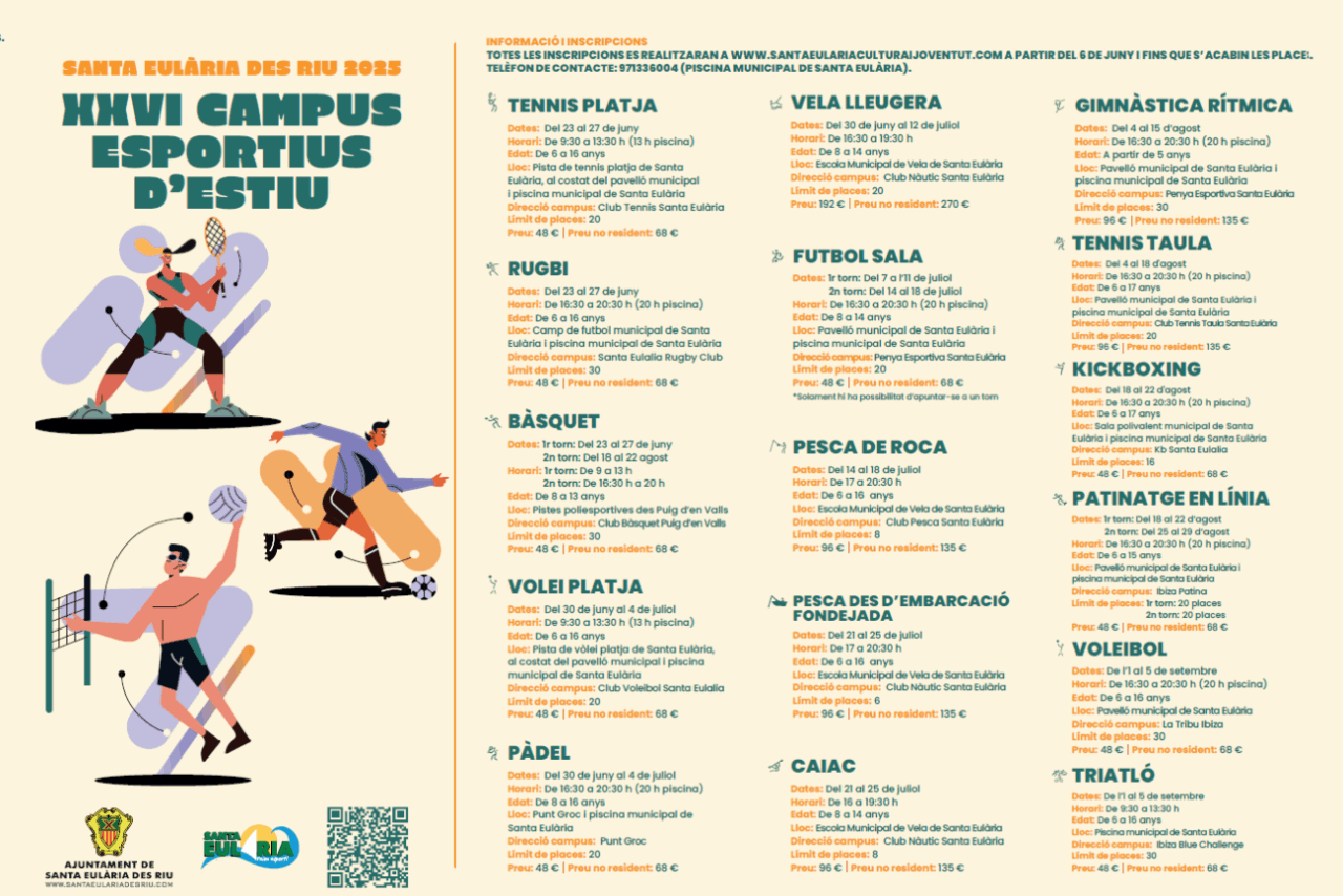 Agenda de actividades de los XXVI Campus Esportius d’Estiu