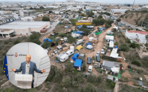 Asentamiento ilegal en Ibiza y el presidente del Consell Insular.