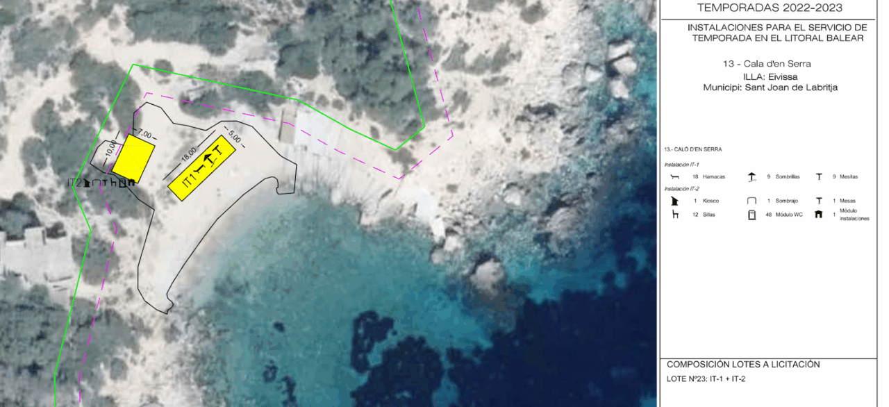 El pliego de condiciones para la instalación del chiringuito en Cala d'en Serra El pliego de condiciones para la instalación del chiringuito en Cala d'en Serra