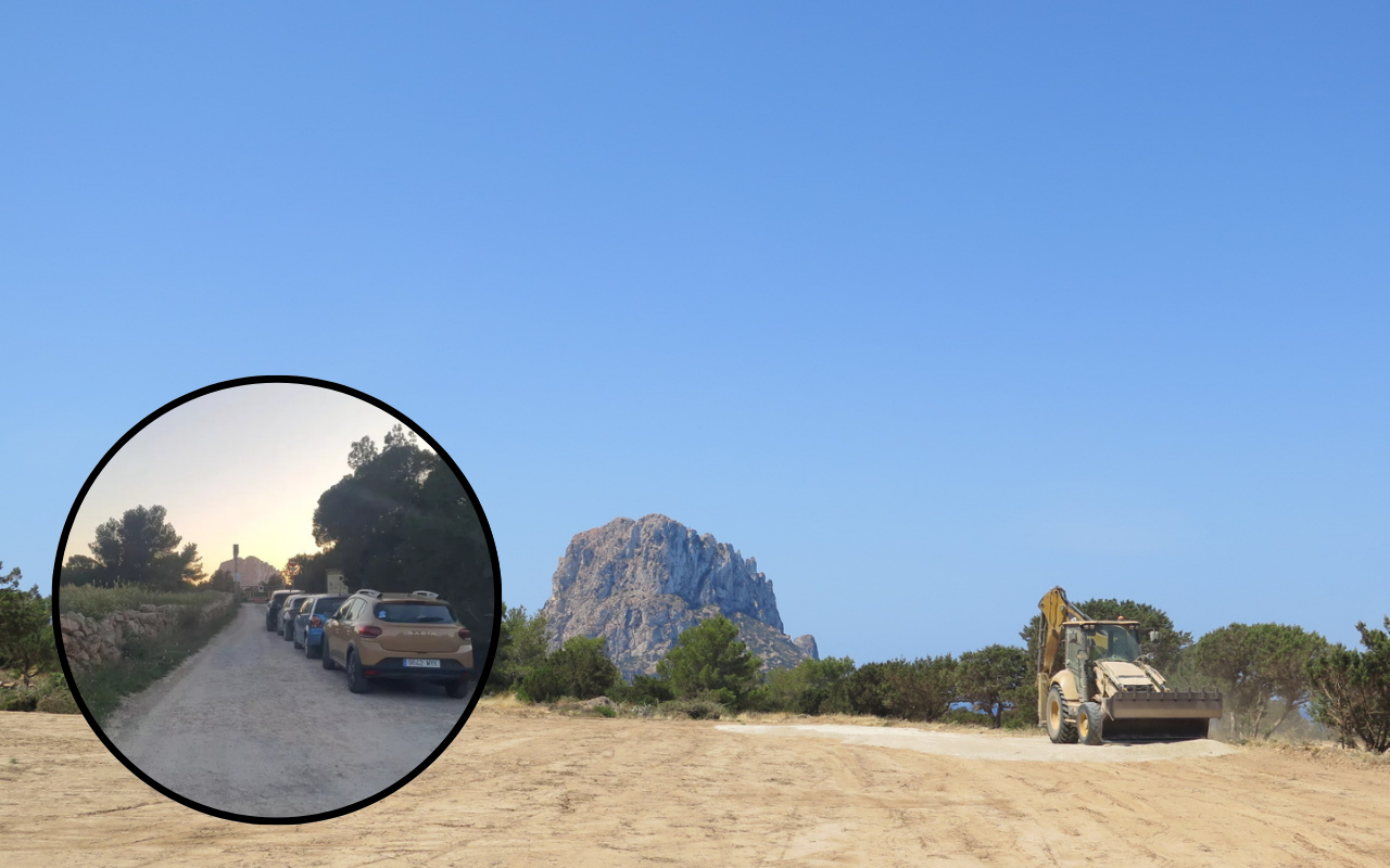 El nuevo parking en Cala d'Hort que busca descongestionar el acceso a Es Vedrá.