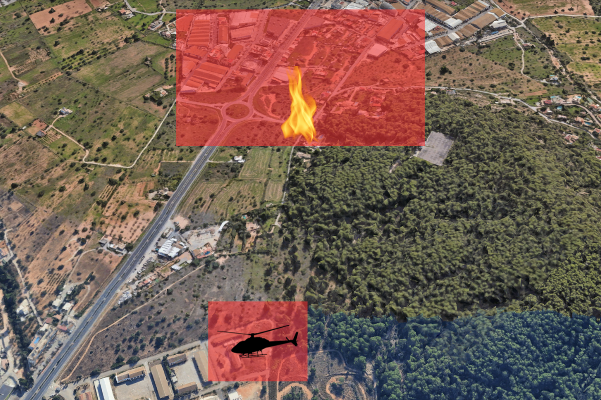 Helipuerto de incendios forestales, debajo. Can rova 2, arriba. Helipuerto de incendios forestales, debajo. Can rova 2, arriba.