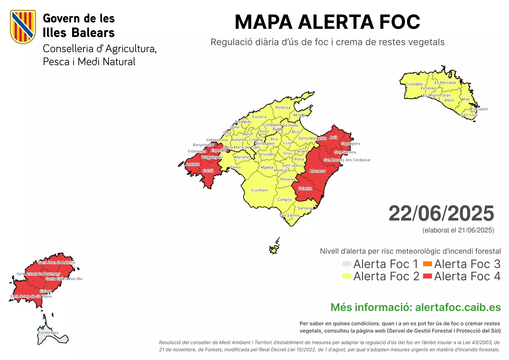Mapa de Alerta FOC. Bombers d'eivissa Mapa de Alerta FOC. Bombers d'eivissa
