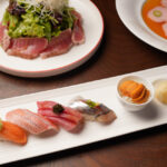Sushi selection, sashimi salad and tiradito