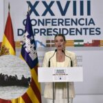 La presidenta del Govern balear, Marga Prohens, ofrece una rueda de prensa posterior a la reunión de la XXVIII Conferencia de Presidente