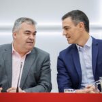 El ya exsecretario de Organización del Partido Socialista, Santos Cerdán, y el secretario general del PSOE y presidente del Gobierno, Pedro Sánchez