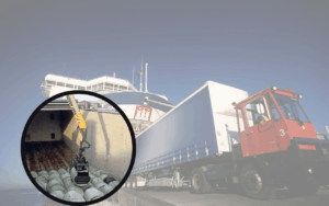 Camiones que transportan basura