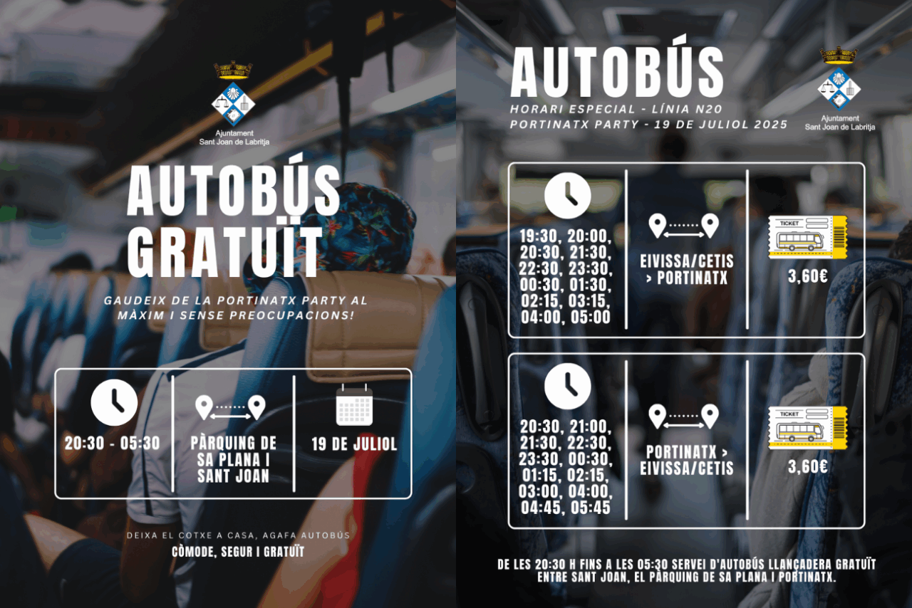 Carteles del servicio de Autobuses el 19 de Julio
