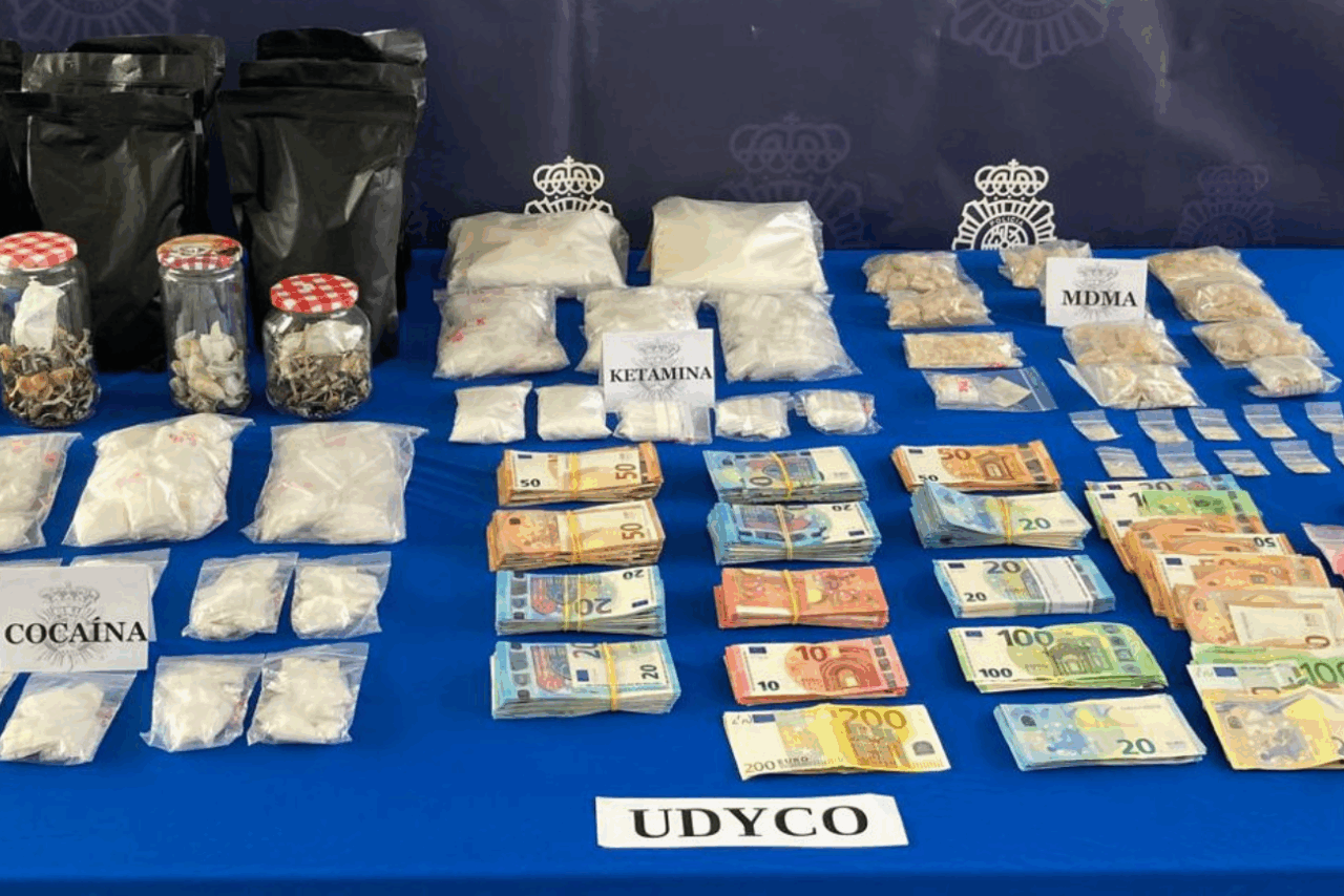 Imagen de lo incautado por Grupo UDYCO de la Policía Nacional durante el registro del domicilio. Policía Nacional