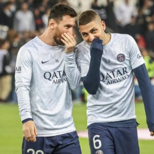 Lionel Messi y Marco Verrati, cuando ambos jugaban en el PSG.