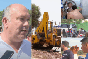 Roselló, retroexcavadora, familias desalojadas. Imágenes de Ib3 de distintos desalojos en Can Rova. Montaje La Voz de Ibiza.