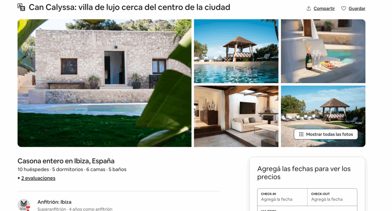 Anuncio en Airbnb