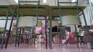 Aula de centro escolar en Baleares.