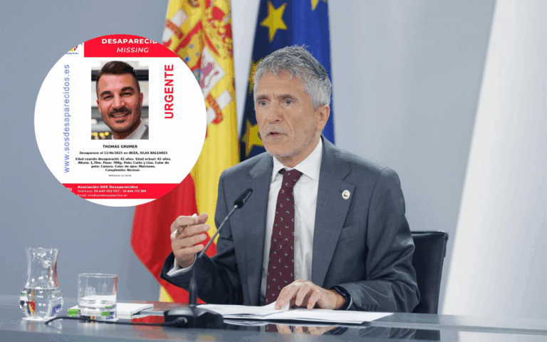El ministro del Interior, Fernando Grande Marlaska, y una alerta de un hombre desaparecido.