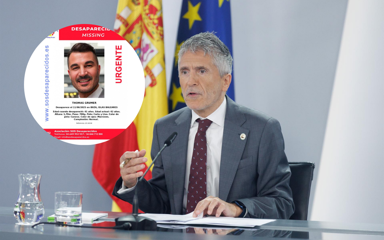 El ministro del Interior, Fernando Grande Marlaska, y una alerta de un hombre desaparecido.