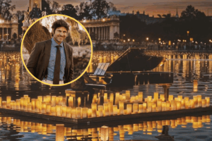 El pianista David G&oacute;mez y concierto de piano con velas (ilustrativo).