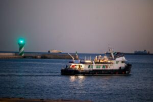 El barco que es parte de la flotilla humanitaria en Gaza.