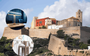 Parador de Ibiza e imágenes ilustrativas de mobiliario.