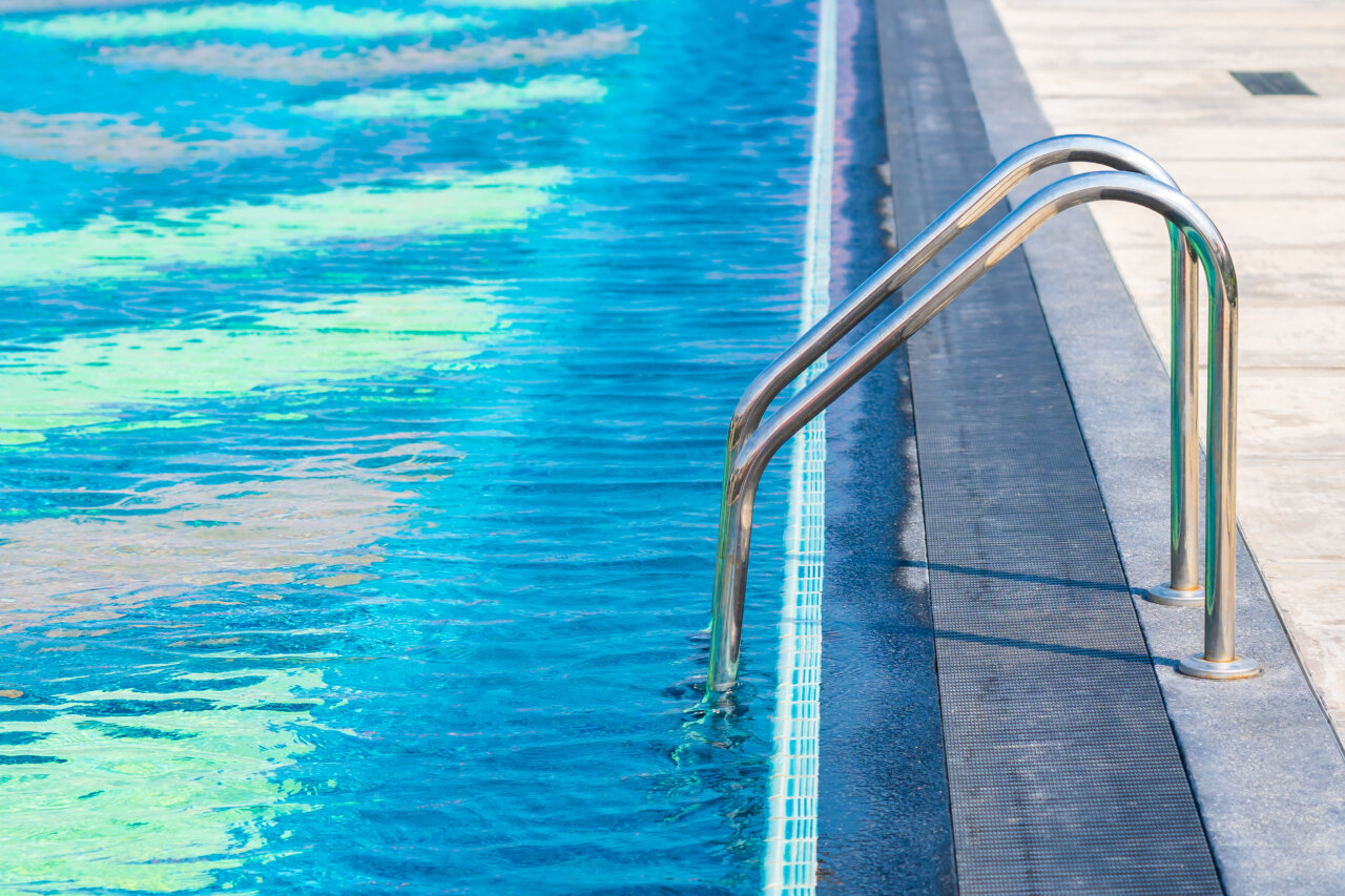 Stair around outdoor swimming pool in hotel resort