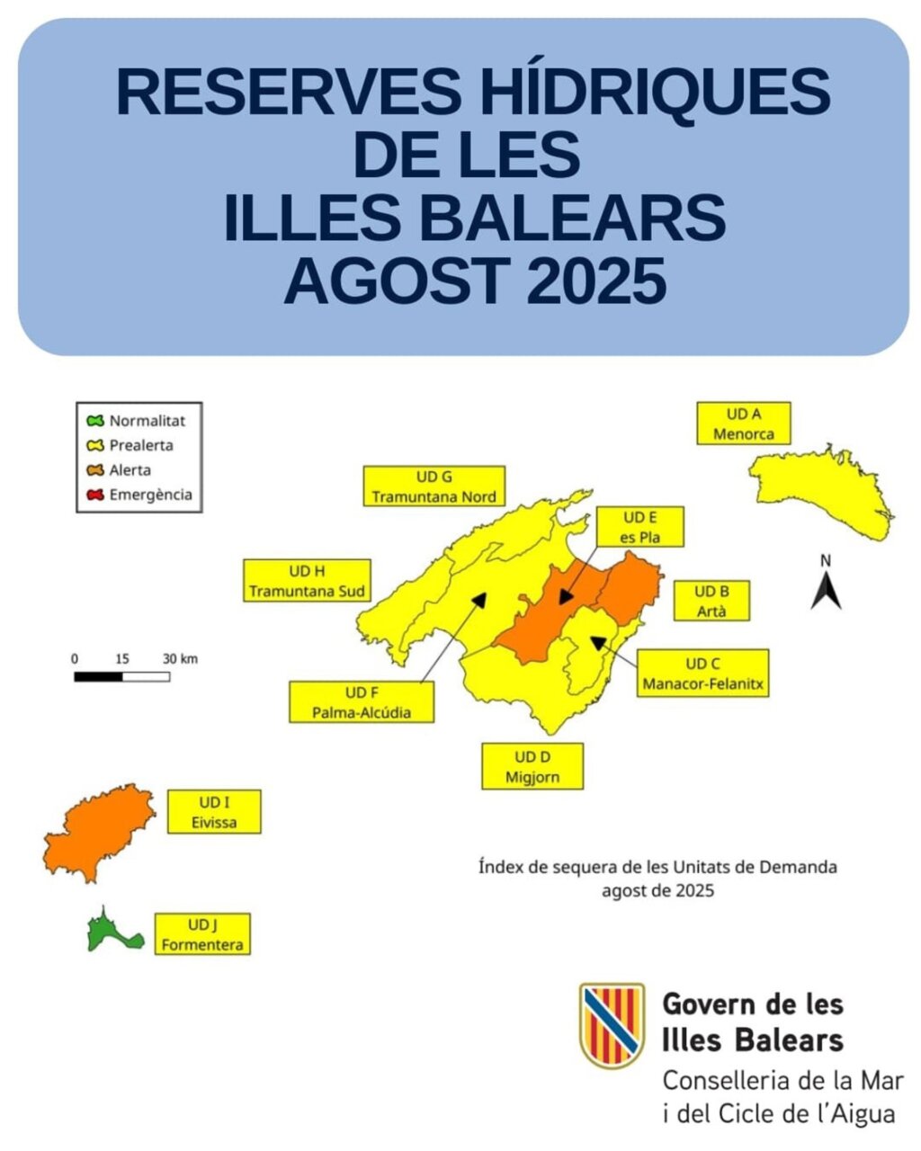 Las reservas hídricas de Baleares caen hasta el 41% de su capacidad en agosto Las reservas hídricas de Baleares caen hasta el 41% de su capacidad en agosto